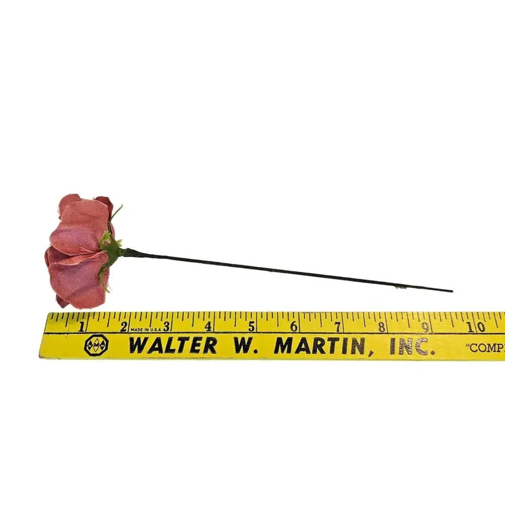 Mauve Pink Satin Open Rose Stems Artificial Flowers Wedding Craft 2.5